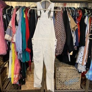 Gap White Distressed Overalls